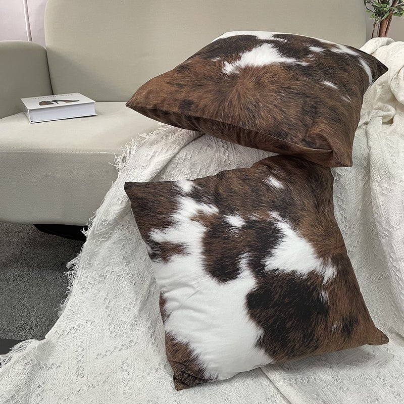 TOMWISH 2 Packs Hidden Zippered Pillowcase Christmas Cowhide Accent Printing 16X16Inch,Decorative Throw Custom Cotton Pillow Case Cushion Cover for Home - Image 4
